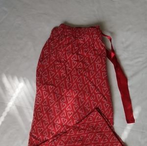 Red heart print pajama pants